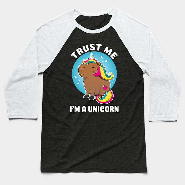 Trust me I'm a Unicorn Cartoon Capybara Unicorn Baseball T-Shirt by capydays